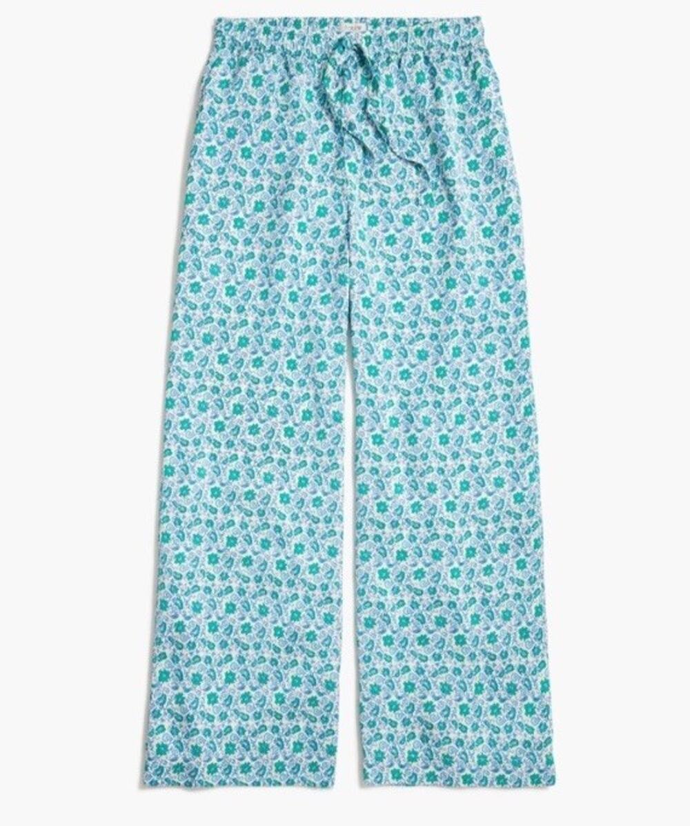 J. Crew Silky Pajama Pants Green & Blue Paisley Women's XS
